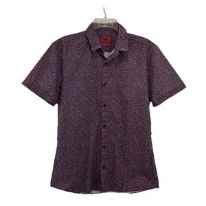 Hugo Boss Red Button Shirt Mens Small Extra Slim Fit Short Sleeve Cotton